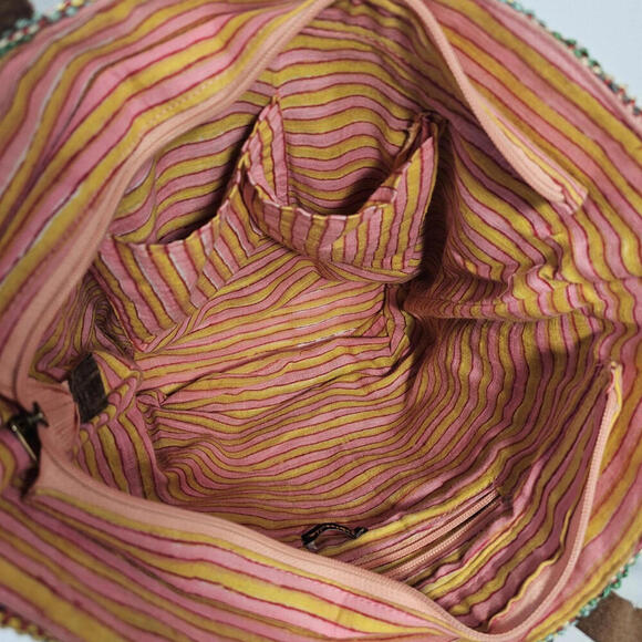 Fabindia Multi Colored Jute And Leather Tote Shoulder Bag Purse - Picture 8 of 11